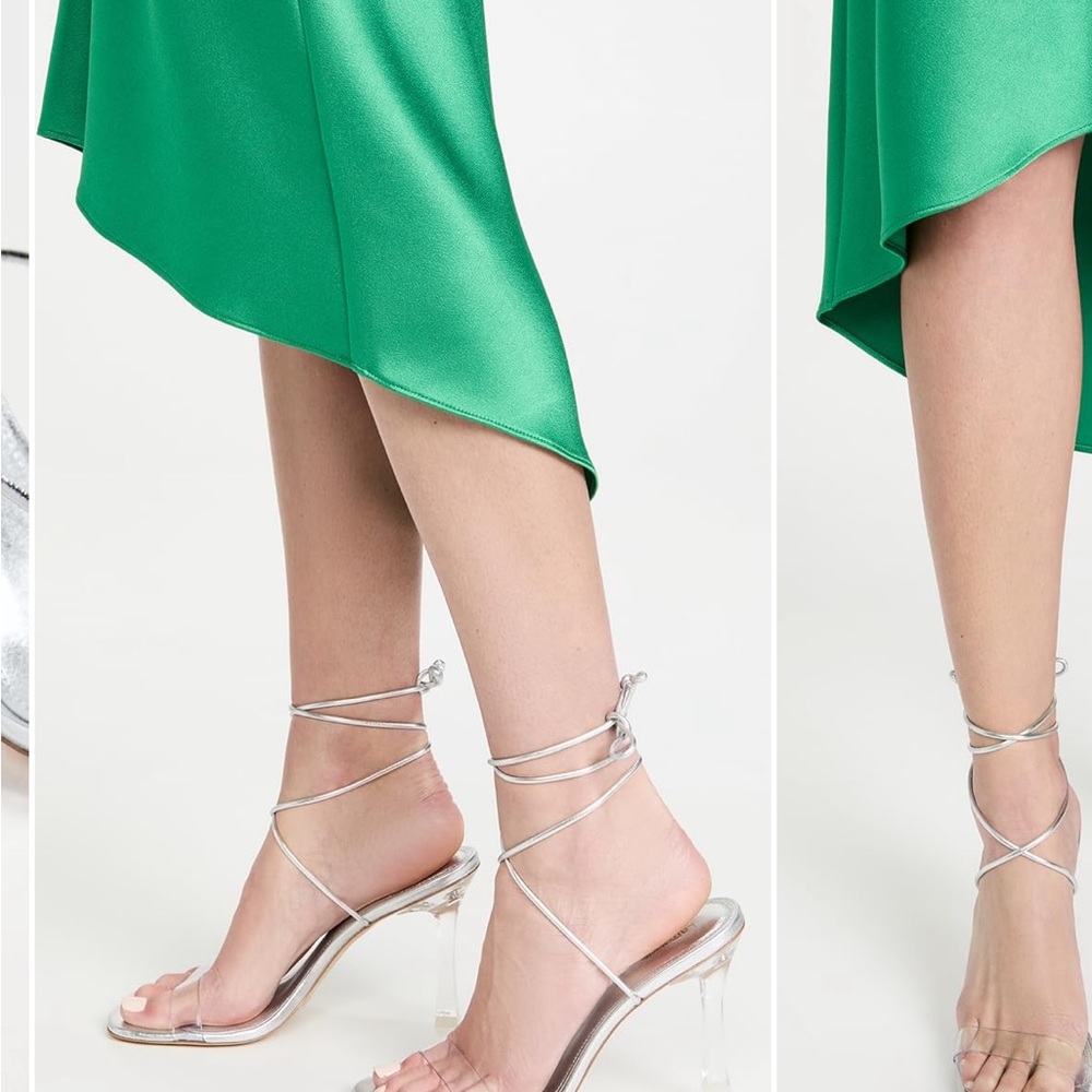 Larroude Gloria Silver Heels with Transparent Design - Picture 2 of 6